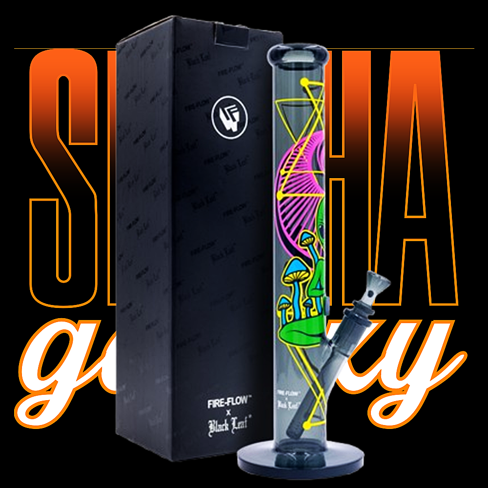 Fire Flow B1 Fire Flow™ x Black Leaf® - Cylinder Bong - Trippy Alien - No. 10 - 400 mm x 51 mm - NS 14/19 - Glasbong Fire Flow B1 Fire Flow™ x Black Leaf® - Cylinder Bong - Trippy Alien - No. 10 - 400 mm x 51 mm - NS 14/19 - Glasbong