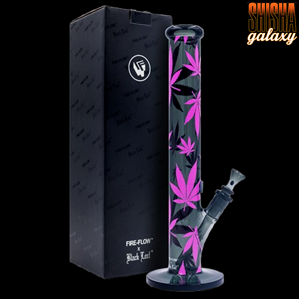 Fire Flow B1 Fire Flow™ x Black Leaf® - Cylinder Bong - Leaves Pink - No. 7 - 400 mm x 51 mm - NS 14/19 - Glasbong Fire Flow B1 Fire Flow™ x Black Leaf® - Cylinder Bong - Leaves Pink - No. 7 - 400 mm x 51 mm - NS 14/19 - Glasbong