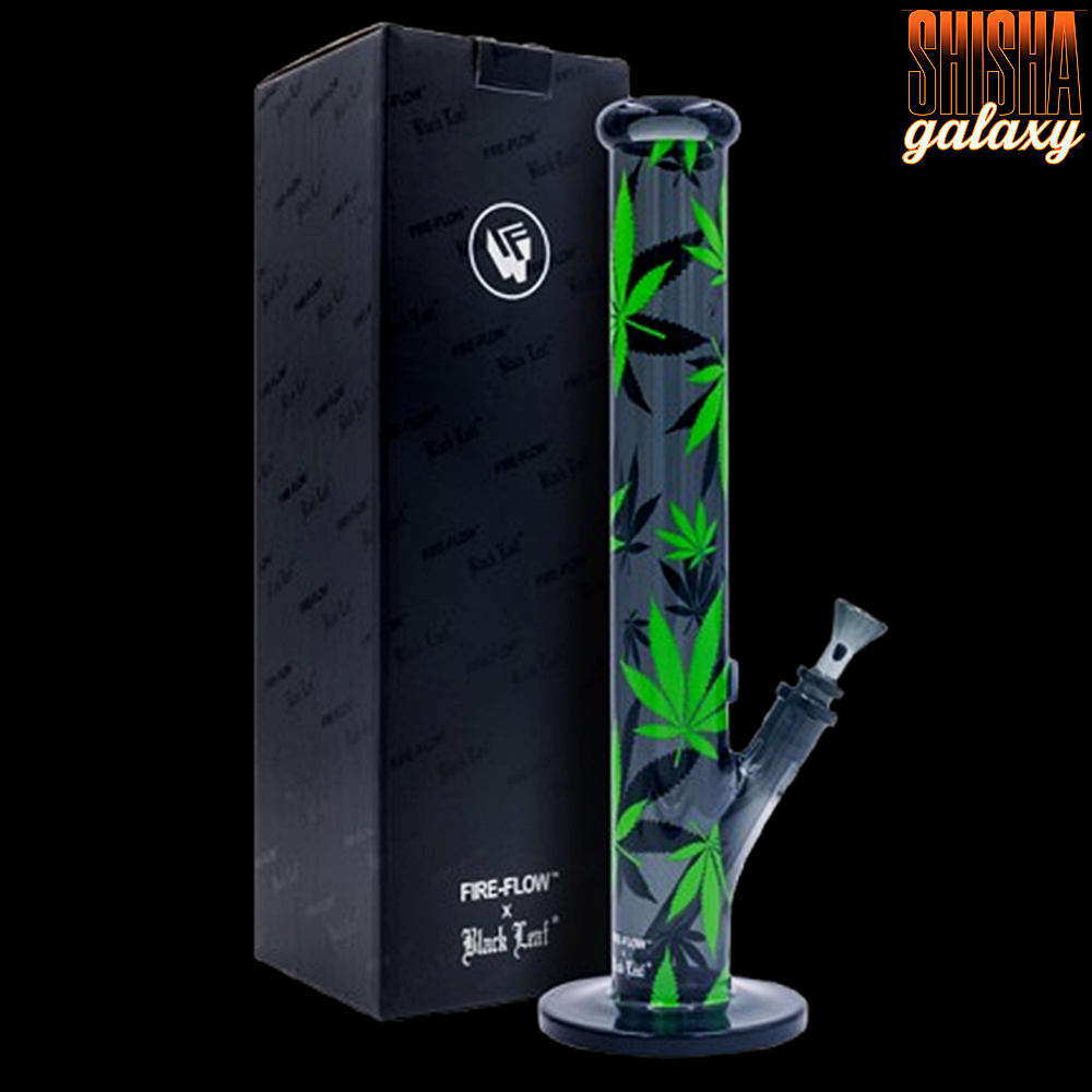 Fire Flow B1 Fire Flow™ x Black Leaf® - Cylinder Bong - Leaves Green - No. 6 - 400 mm x 51 mm - NS 14/19 - Glasbong Fire Flow B1 Fire Flow™ x Black Leaf® - Cylinder Bong - Leaves Green - No. 6 - 400 mm x 51 mm - NS 14/19 - Glasbong