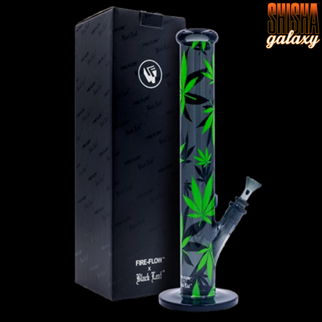 Fire Flow B1 Fire Flow™ x Black Leaf® - Cylinder Bong - Leaves Green - No. 6 - 400 mm x 51 mm - NS 14/19 - Glasbong Fire Flow B1 Fire Flow™ x Black Leaf® - Cylinder Bong - Leaves Green - No. 6 - 400 mm x 51 mm - NS 14/19 - Glasbong
