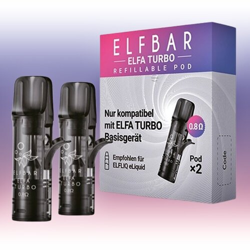 Elf Bar ELFA Turbo by Elfbar - Refillable - Liquid Pods - 2er Pack - 0,8 Ohm