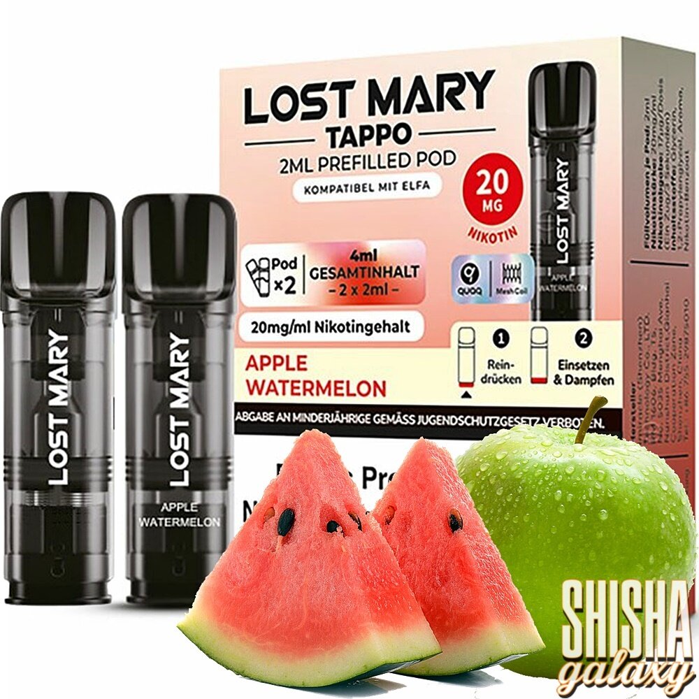 Lost Mary Tappo Lost Mary Tappo - Apple Watermelon - Liquid Pod - 2 ml - Nikotin 20 mg - 2er Pack (4ml) Lost Mary Tappo Lost Mary Tappo - Apple Watermelon - Liquid Pod - 2 ml - Nikotin 20 mg - 2er Pack (4ml)