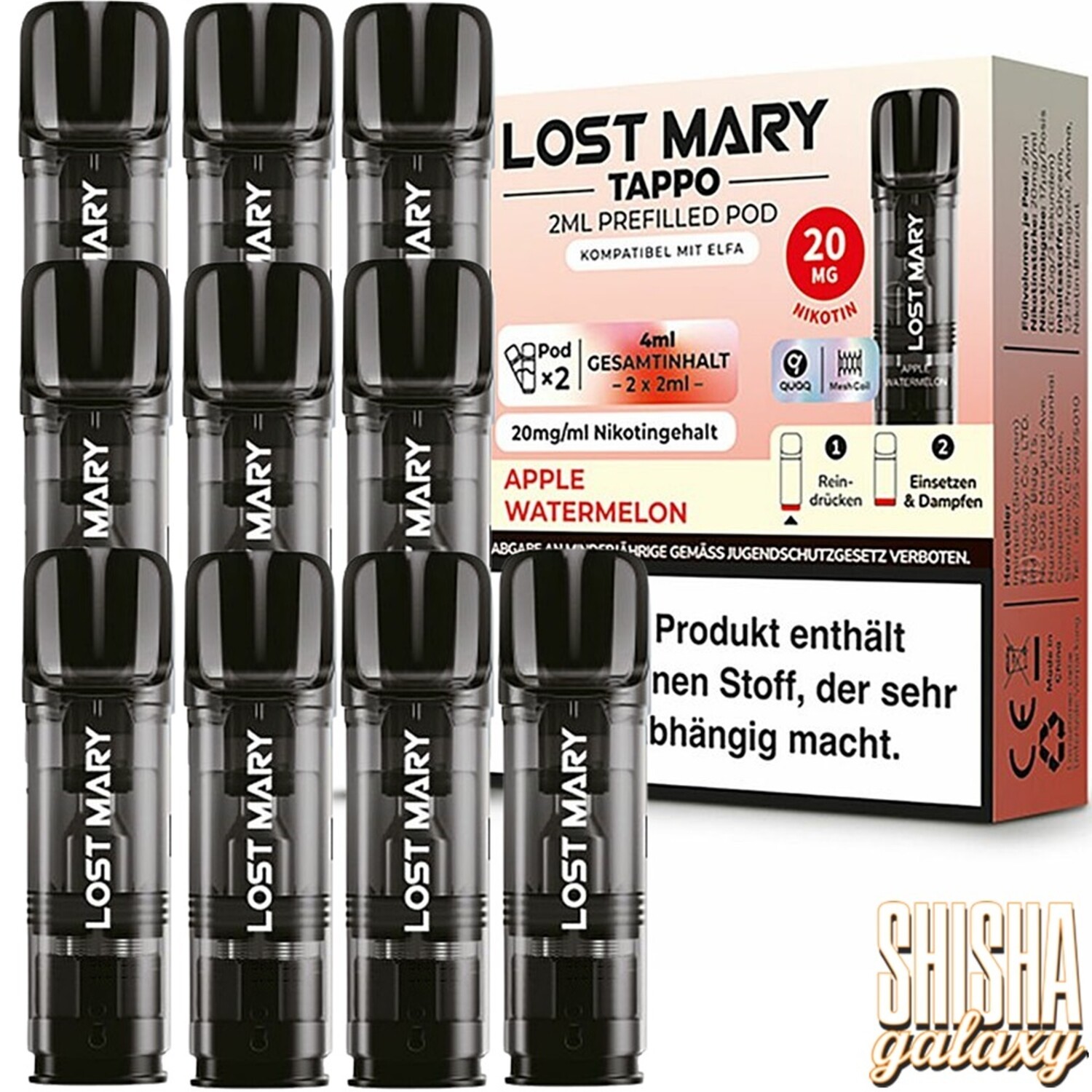 Lost Mary Tappo - Apple Watermelon - Liquid Pod - 10er Pack - Shisha Galaxy