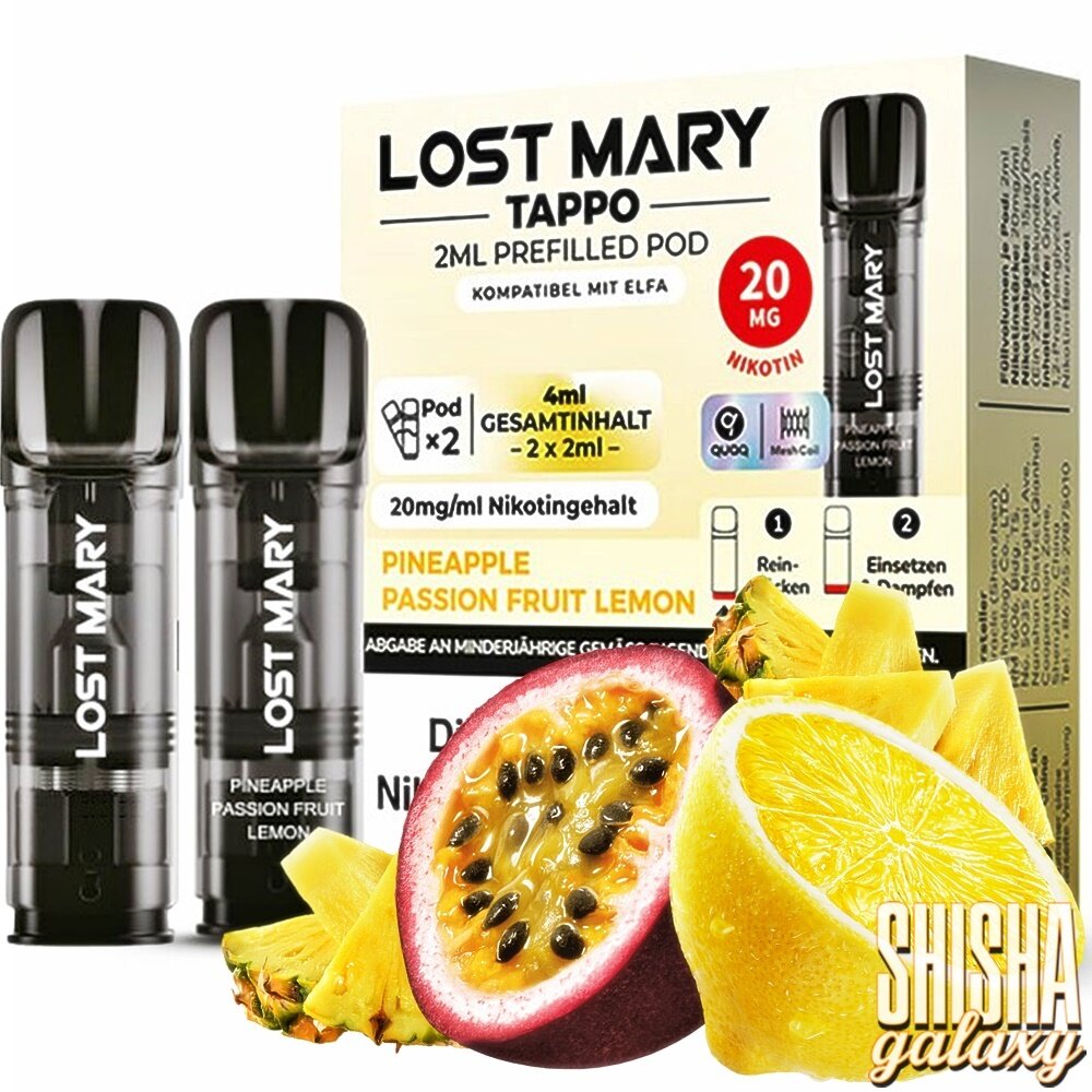 Lost Mary Tappo Lost Mary Tappo - Pineapple Passion Fruit Lemon - Liquid Pod - 2 ml - Nikotin 20 mg - 2er Pack (4ml)
