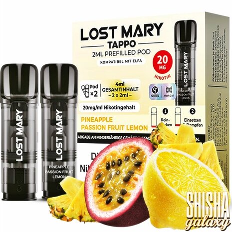 Lost Mary Tappo Lost Mary Tappo - Pineapple Passion Fruit Lemon - Liquid Pod - 2 ml - Nikotin 20 mg - 2er Pack (4ml)