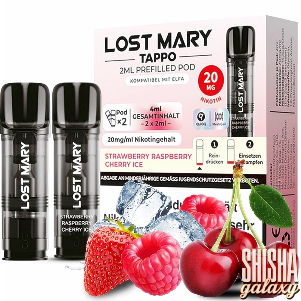 lost mary tappo strawberry ice Lost Mary Tappo - Strawberry Raspberry Cherry Ice - Liquid Pod 2 ml