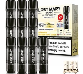 Lost Mary Tappo Tappo - Pineapple Passion Fruit Lemon - Liquid Pod - Nikotin 20 mg - 10er Pack Lost Mary Tappo Tappo - Pineapple Passion Fruit Lemon - Liquid Pod - Nikotin 20 mg - 10er Pack