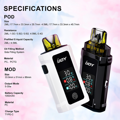 IJoy IJoy Captain 30 - Refillable - 4,5 ml - Liquid Leer-Pods - 0,4 Ohm - 2er Pack