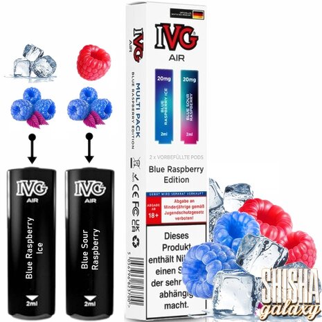 IVG IVG Air - Blue Raspberry Edition - Liquid Pod - 2 ml - Nikotin 20 mg - 2er Multipack (4ml) IVG IVG Air - Blue Raspberry Edition - Liquid Pod - 2 ml - Nikotin 20 mg - 2er Multipack (4ml)