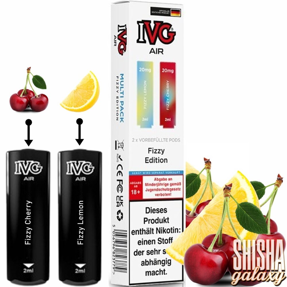 IVG IVG Air - Fizzy Edition - Liquid Pod - 2 ml - Nikotin 20 mg - 2er Multipack (4ml) IVG IVG Air - Fizzy Edition - Liquid Pod - 2 ml - Nikotin 20 mg - 2er Multipack (4ml)
