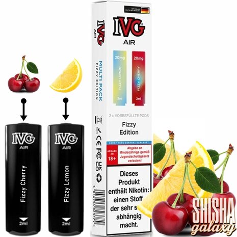 IVG IVG Air - Fizzy Edition - Liquid Pod - 2 ml - Nikotin 20 mg - 2er Multipack (4ml) IVG IVG Air - Fizzy Edition - Liquid Pod - 2 ml - Nikotin 20 mg - 2er Multipack (4ml)