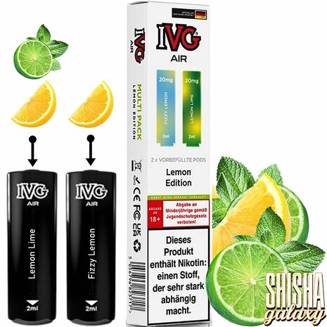 IVG IVG Air - Lemon Edition - Liquid Pod - 2 ml - Nikotin 20 mg - 2er Multipack (4ml) IVG IVG Air - Lemon Edition - Liquid Pod - 2 ml - Nikotin 20 mg - 2er Multipack (4ml)