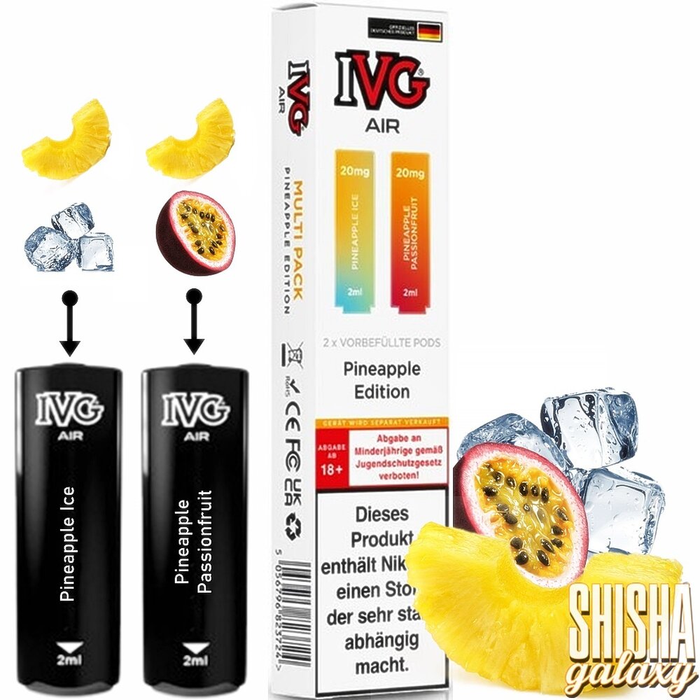 IVG IVG Air - Pineapple Edition - Liquid Pod - 2 ml - Nikotin 20 mg - 2er Multipack (4ml) IVG IVG Air - Pineapple Edition - Liquid Pod - 2 ml - Nikotin 20 mg - 2er Multipack (4ml)
