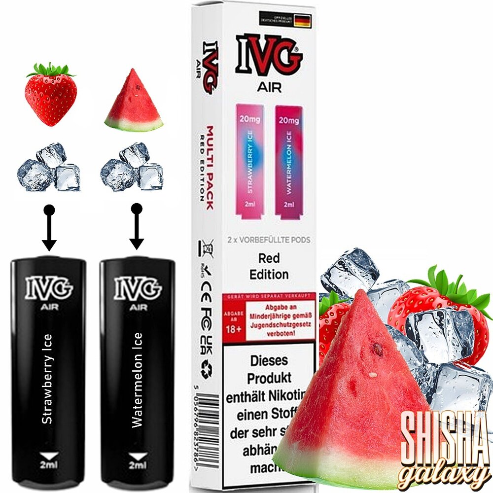 IVG IVG Air - Red Edition - Liquid Pod - 2 ml - Nikotin 20 mg - 2er Multipack (4ml) IVG IVG Air - Red Edition - Liquid Pod - 2 ml - Nikotin 20 mg - 2er Multipack (4ml)