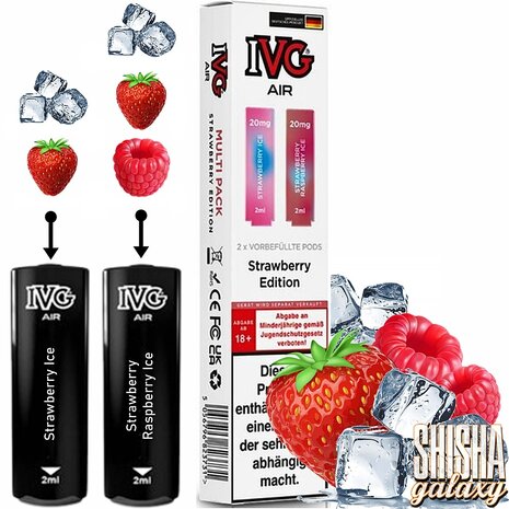IVG IVG Air - Strawberry Edition - Liquid Pod - 2 ml - Nikotin 20 mg - 2er Multipack (4ml) IVG IVG Air - Strawberry Edition - Liquid Pod - 2 ml - Nikotin 20 mg - 2er Multipack (4ml)