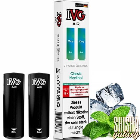 IVG IVG Air - Classic Menthol - Liquid Pod - 2 ml - Nikotin 20 mg - 2er Pack (4ml) IVG IVG Air - Classic Menthol - Liquid Pod - 2 ml - Nikotin 20 mg - 2er Pack (4ml)
