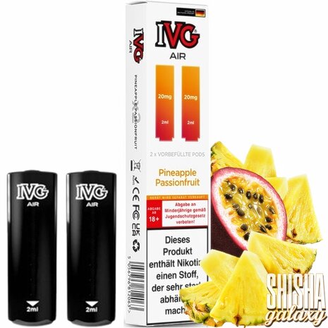IVG IVG Air - Pineapple Passionfruit - Liquid Pod - 2 ml - Nikotin 20 mg - 2er Pack (4ml) IVG IVG Air - Pineapple Passionfruit - Liquid Pod - 2 ml - Nikotin 20 mg - 2er Pack (4ml)