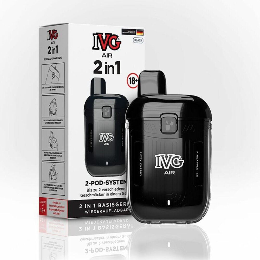 IVG IVG Air 2in1 - Pod Kit - Akku 780 mAh - Black - 2-Pod-System - E-Zigarette IVG IVG Air 2in1 - Pod Kit - Akku 780 mAh - Black - 2-Pod-System - E-Zigarette