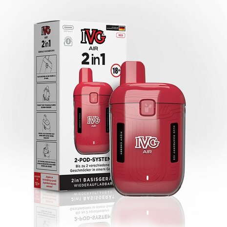 IVG IVG Air 2in1 - Pod Kit - Akku 780 mAh - Red - 2-Pod-System - E-Zigarette IVG IVG Air 2in1 - Pod Kit - Akku 780 mAh - Red - 2-Pod-System - E-Zigarette