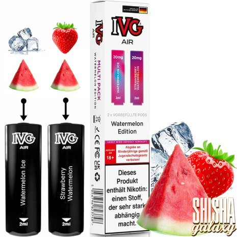 IVG IVG Air - Watermelon Edition - Liquid Pod - 2 ml - Nikotin 20 mg - 2er Multipack (4ml) IVG IVG Air - Watermelon Edition - Liquid Pod - 2 ml - Nikotin 20 mg - 2er Multipack (4ml)