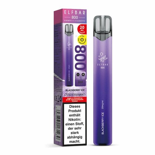 Elf Bar Elf Bar 800 - Blackberry Ice - Einweg E-Shisha - 800 Züge / Nikotin 20 mg