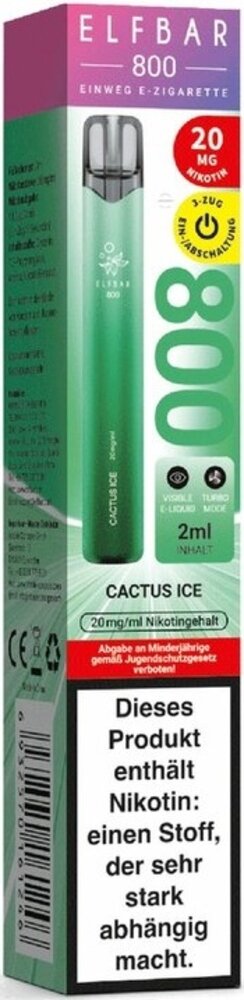 Elfbar Elfbar 800 - Cactus Ice - 800 Züge / Nikotin 20 mg - Einweg E-Zigarette Elfbar Elfbar 800 - Cactus Ice - 800 Züge / Nikotin 20 mg - Einweg E-Zigarette
