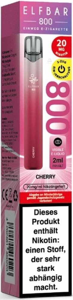 Elfbar Elfbar 800 - Cherry - 800 Züge / Nikotin 20 mg - Einweg E-Zigarette Elfbar Elfbar 800 - Cherry - 800 Züge / Nikotin 20 mg - Einweg E-Zigarette