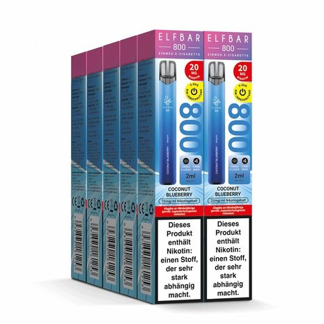 Elfbar Elfbar 800 - Blueberry Coconut - 800 Züge / Nikotin 20 mg - Einweg E-Zigarette Elfbar Elfbar 800 - Blueberry Coconut - 800 Züge / Nikotin 20 mg - Einweg E-Zigarette