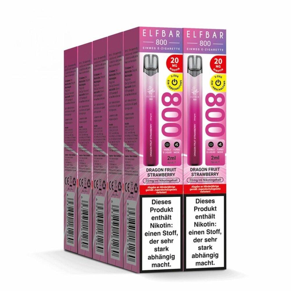 Elfbar Elfbar 800 - Dragon Fruit Strawberry - 800 Züge / Nikotin 20 mg - Einweg E-Zigarette Elfbar Elfbar 800 - Dragon Fruit Strawberry - 800 Züge / Nikotin 20 mg - Einweg E-Zigarette