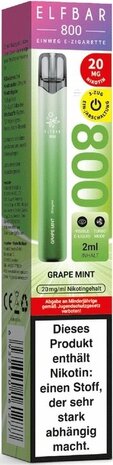 Elfbar Elfbar 800 - Grape Mint - 800 Züge / Nikotin 20 mg - Einweg E-Zigarette Elfbar Elfbar 800 - Grape Mint - 800 Züge / Nikotin 20 mg - Einweg E-Zigarette