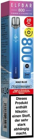 Elfbar Elfbar 800 -Mad Blue - 800 Züge / Nikotin 20 mg - Einweg E-Zigarette Elfbar Elfbar 800 -Mad Blue - 800 Züge / Nikotin 20 mg - Einweg E-Zigarette