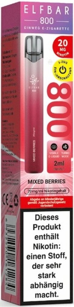 Elfbar Elfbar 800 - Mixed Berries - 800 Züge / Nikotin 20 mg - Einweg E-Zigarette Elfbar Elfbar 800 - Mixed Berries - 800 Züge / Nikotin 20 mg - Einweg E-Zigarette