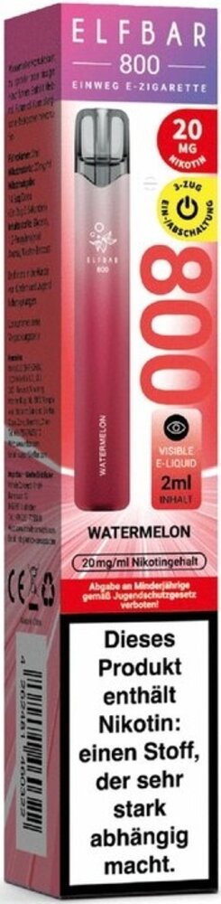 Elfbar Elfbar 800 - Watermelon - 800 Züge / Nikotin 20 mg - Einweg E-Zigarette Elfbar Elfbar 800 - Watermelon - 800 Züge / Nikotin 20 mg - Einweg E-Zigarette