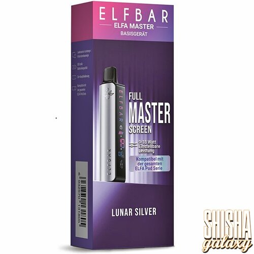 Elf Bar ELFA Master by Elfbar - Basisgerät Set - Akku 850 mAh - Lunar Silver (Wiederaufladbare Mehrweg Pod System E-Zigarette)