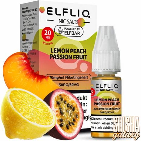 Elfliq ELFLIQ / Elfbar - Lemon Peach Passion Fruit - E-Liquid - Nikotin 20 mg/ml Elfliq ELFLIQ / Elfbar - Lemon Peach Passion Fruit - E-Liquid - Nikotin 20 mg/ml