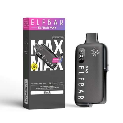 Elf Bar Elfbar MAX - Basisgerät - Akku 650 mAh - Black (Wiederaufladbare Mehrweg E-Zigarette)