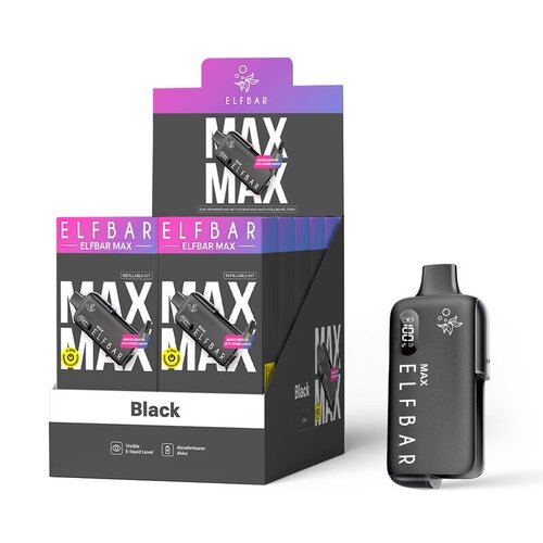 Elf Bar Elfbar MAX - Basisgerät - Akku 650 mAh - Black (Wiederaufladbare Mehrweg E-Zigarette)