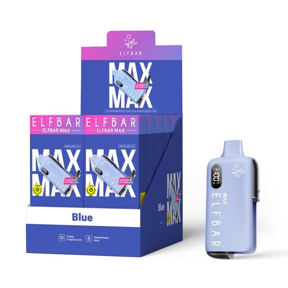 Elfbar Elfbar MAX - Basisgerät - Akku 650 mAh - Blue - E-Zigarette Elfbar Elfbar MAX - Basisgerät - Akku 650 mAh - Blue - E-Zigarette