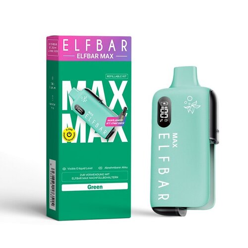 Elf Bar Elfbar MAX - Basisgerät - Akku 650 mAh - Green (Wiederaufladbare Mehrweg E-Zigarette)