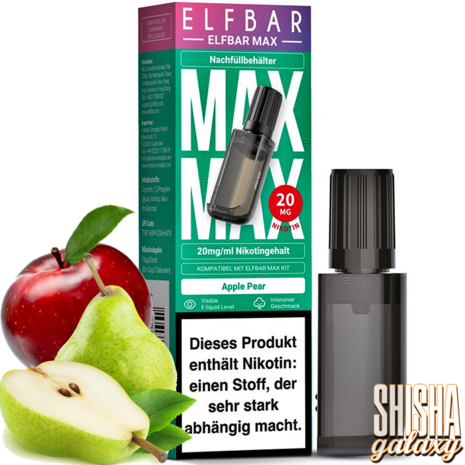 Elfbar Elfbar MAX - Apple Pear - Nachfüllbehälter/Liquid Pod - Nikotin 20 mg (10ml)