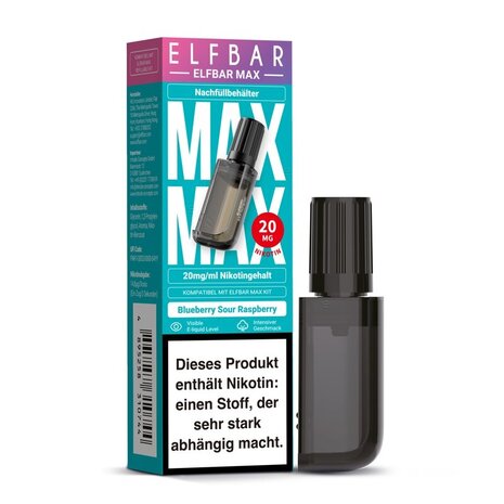 Elfbar Elfbar MAX - Blueberry Sour Raspberry - Nachfüllbehälter/Liquid Pod - Nikotin 20 mg (10ml) Elfbar Elfbar MAX - Blueberry Sour Raspberry - Nachfüllbehälter/Liquid Pod - Nikotin 20 mg (10ml)