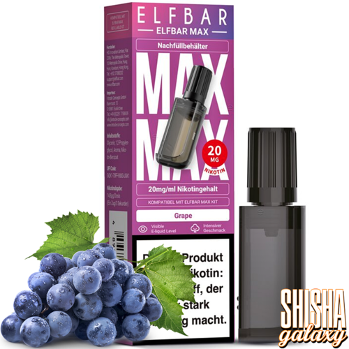 Elf Bar Elfbar MAX - Grape - Liquid Container Pod - Nikotin 20 mg Elf Bar Elfbar MAX - Grape - Liquid Container Pod - Nikotin 20 mg