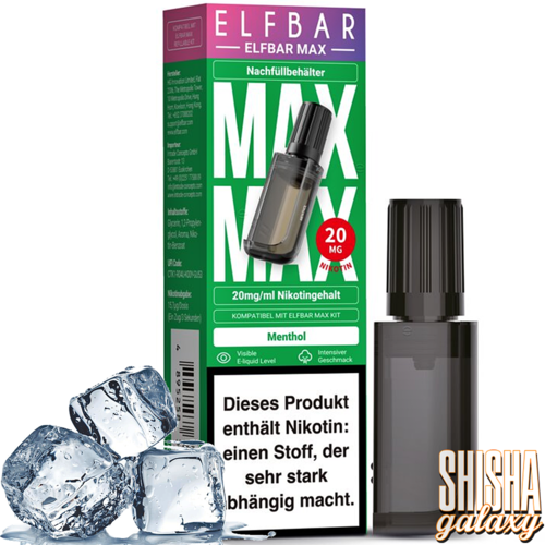 Elf Bar Elfbar MAX - Menthol - Liquid Container Pod - Nikotin 20 mg Elf Bar Elfbar MAX - Menthol - Liquid Container Pod - Nikotin 20 mg