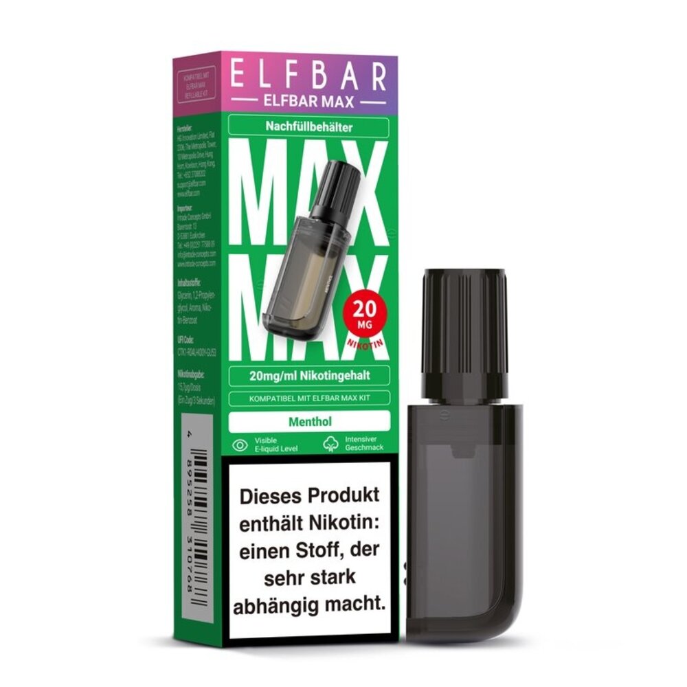 Elfbar Elfbar MAX - Menthol - Nachfüllbehälter/Liquid Pod - Nikotin 20 mg (10ml)