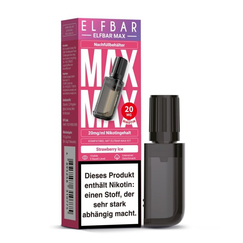 Elfbar Elfbar MAX - Strawberry Ice - Nachfüllbehälter/Liquid Pod - Nikotin 20 mg (10ml)