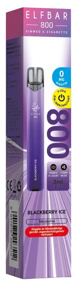 Elfbar Elfbar 800 - Blackberry Ice - 800 Züge / Nikotinfrei - Einweg E-Zigarette