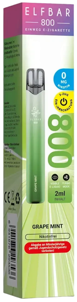 Elfbar Elfbar 800 - Grape Mint - 800 Züge / Nikotinfrei - Einweg E-Zigarette