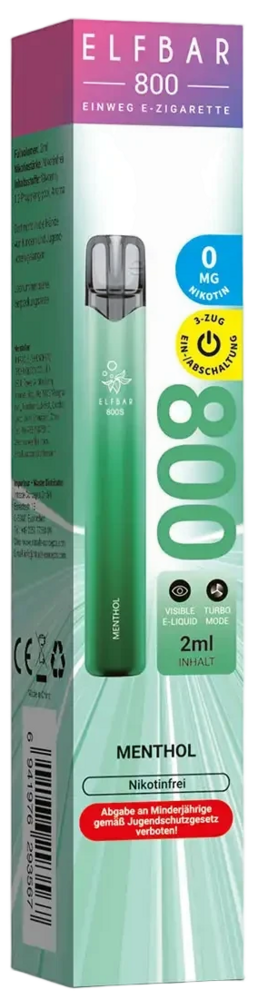 Elfbar Elfbar 800 - Menthol - 800 Züge / Nikotinfrei - Einweg E-Zigarette