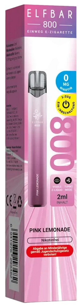 Elfbar Elfbar 800 - Pink Lemonade - 800 Züge / Nikotinfrei - Einweg E-Zigarette