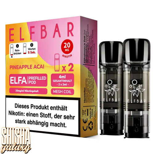 Elf Bar ELFA - Pineapple Acai - Liquid Pod - Nikotin 20 mg - 2er Pack Elf Bar ELFA - Pineapple Acai - Liquid Pod - Nikotin 20 mg - 2er Pack